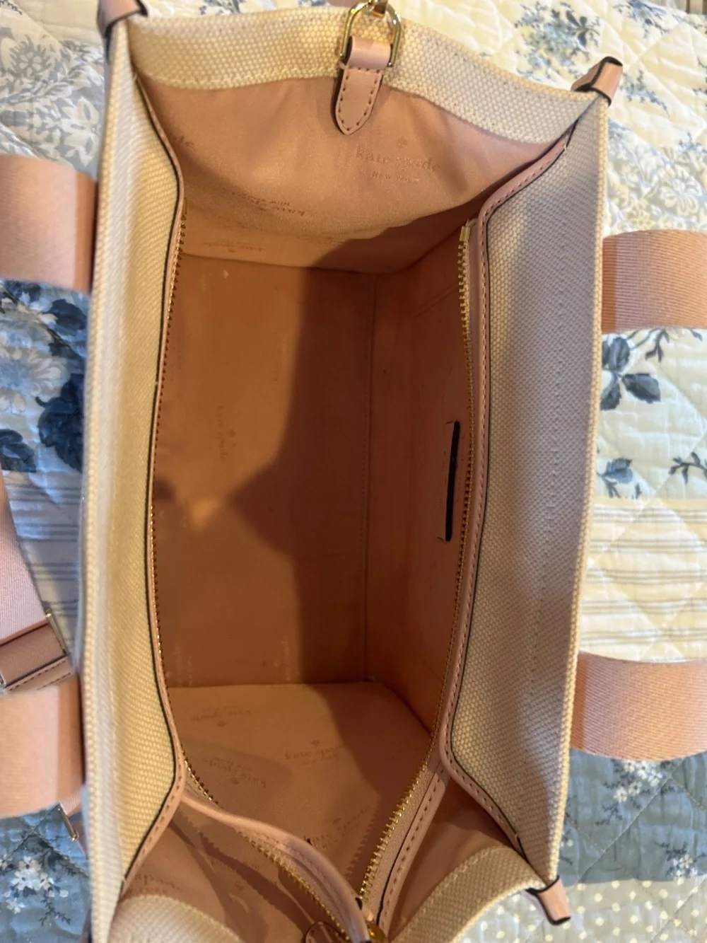 Like New Kate Spade Pink Beige Bag Tote